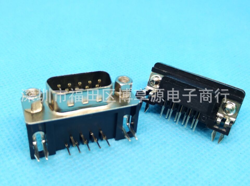 DR9公头 卧式插板式 90度弯针/串口九针公座 RS232插头 DB9芯公头-阿里巴巴