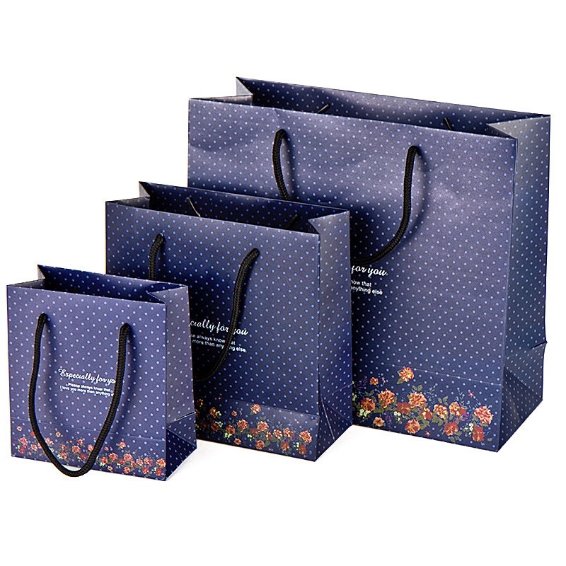 新款时尚 深色波点礼品袋 商务礼袋 纸袋 回礼手提袋大中小号