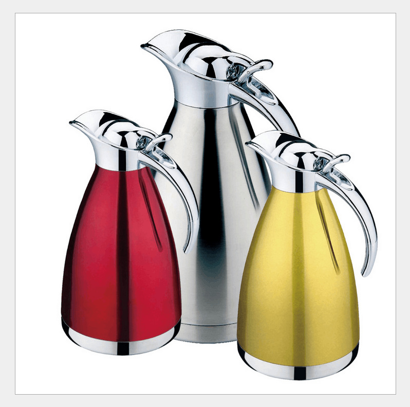 不锈钢保温壶 双层热开水瓶 彩色咖啡壶 开水壶 定做加印LOGO|ms