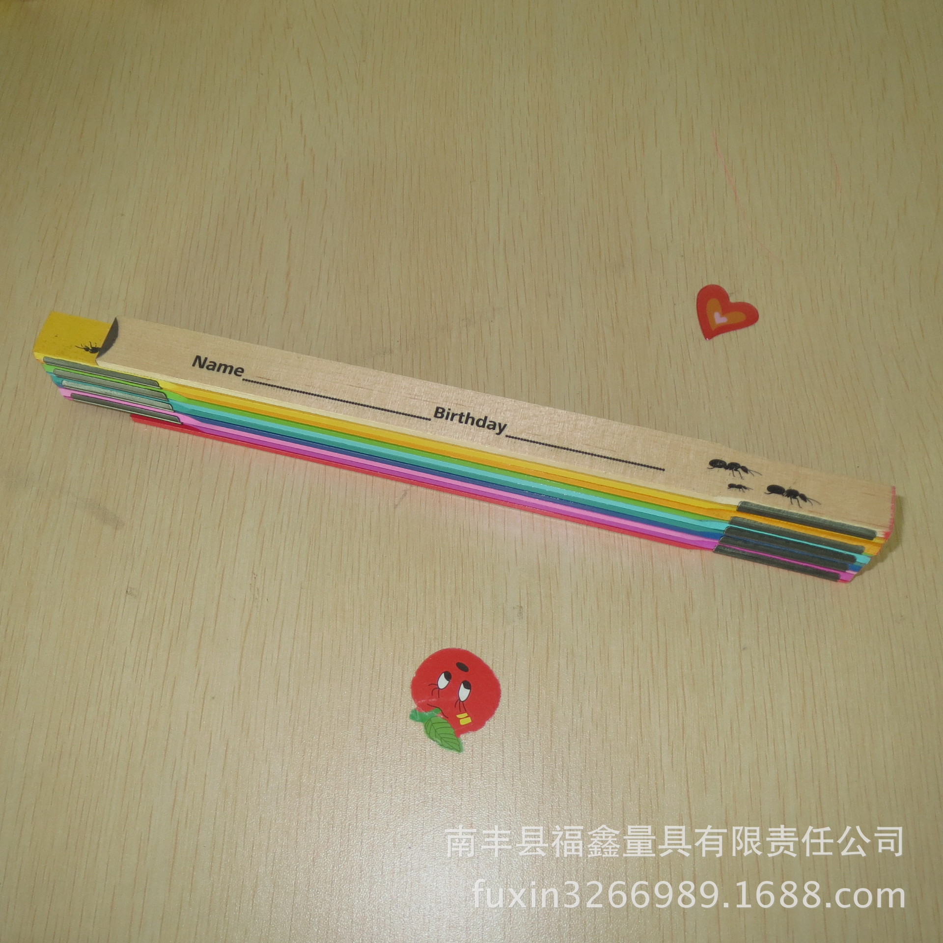 Wood  folding ruler 彩虹色 欧洲榉 2米10折  木折尺