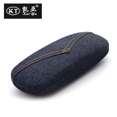 厂家定做眼镜盒近视老花牛仔布眼镜盒铁盒可印LOGO批发铁皮盒