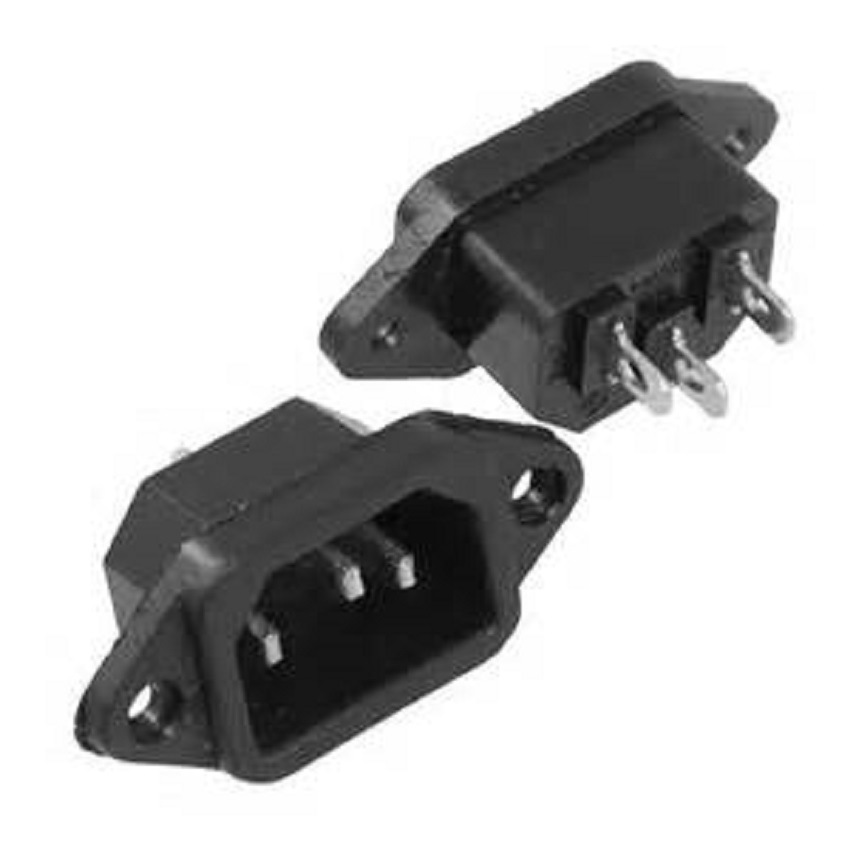 AC电源插座 带耳朵固定式品字插座 C14带固定耳朵插座