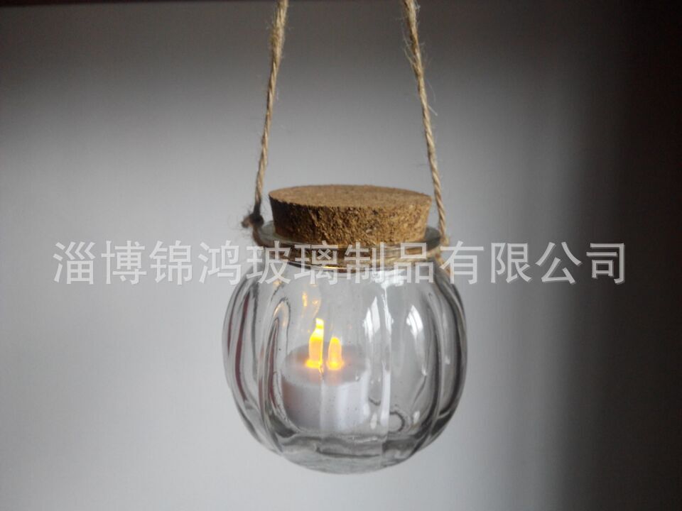 厂家供应复古麻绳玻璃蜡烛罐玻璃烛台