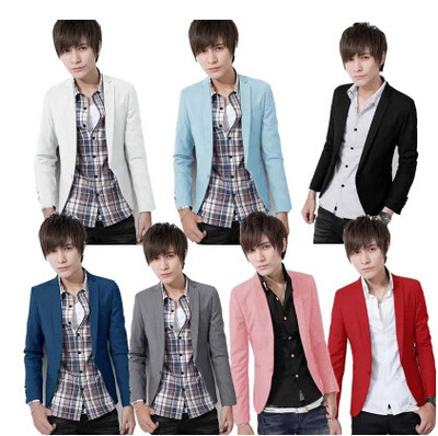 Men's one grain button Korean slim suit solid color large size suit top fashion men's coat