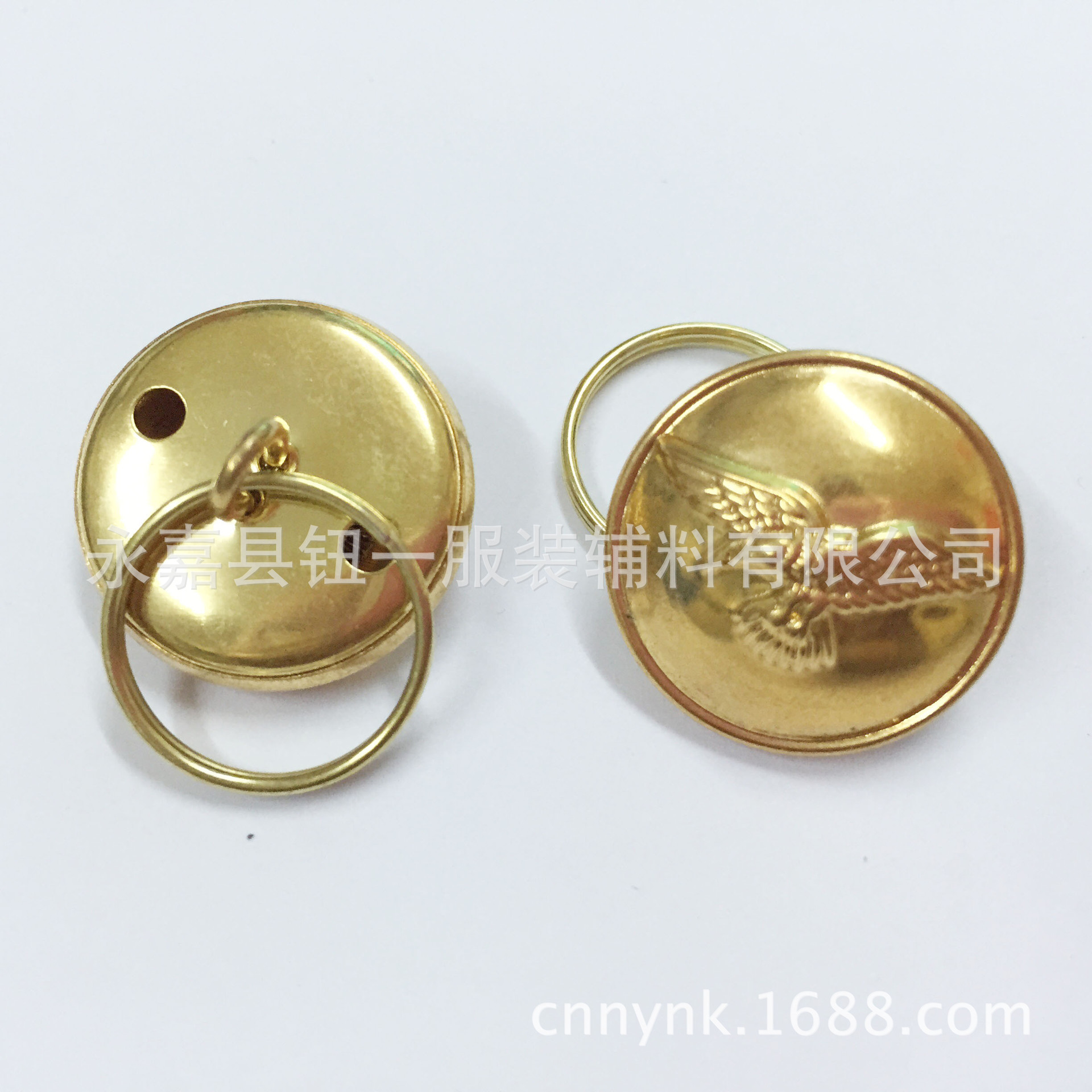 厂家直销蘑菇铜夹扣 复古制服钮扣 带环扣金色铜扣