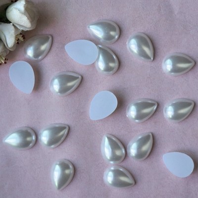 厂家直销 半面仿珍珠水滴珠4*6mm 平底珠6*10mm diy手机饰品配件