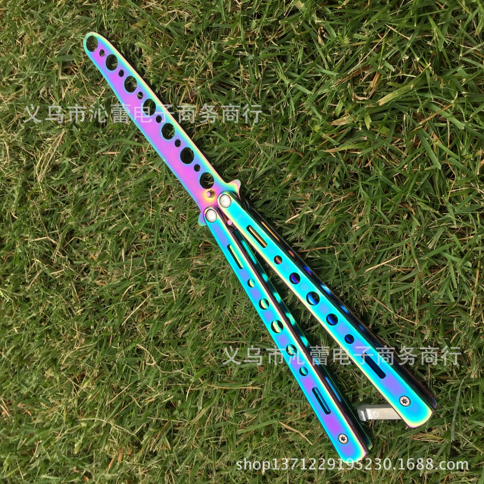 美国蝴蝶刀蝴蝶甩刀 训练刀 练习工具练习刀 蝴蝶C27彩钛 未开刃