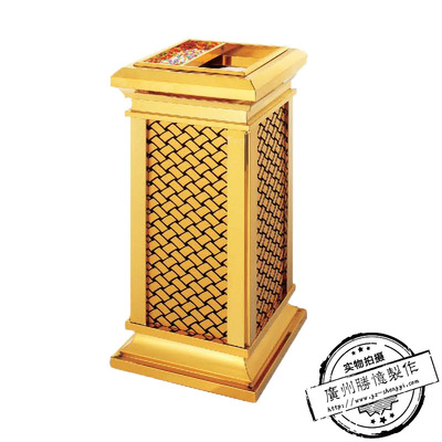 【现货供应】钛金皮革座地烟灰桶 果皮桶 酒店商场KTV过道垃圾桶|ru