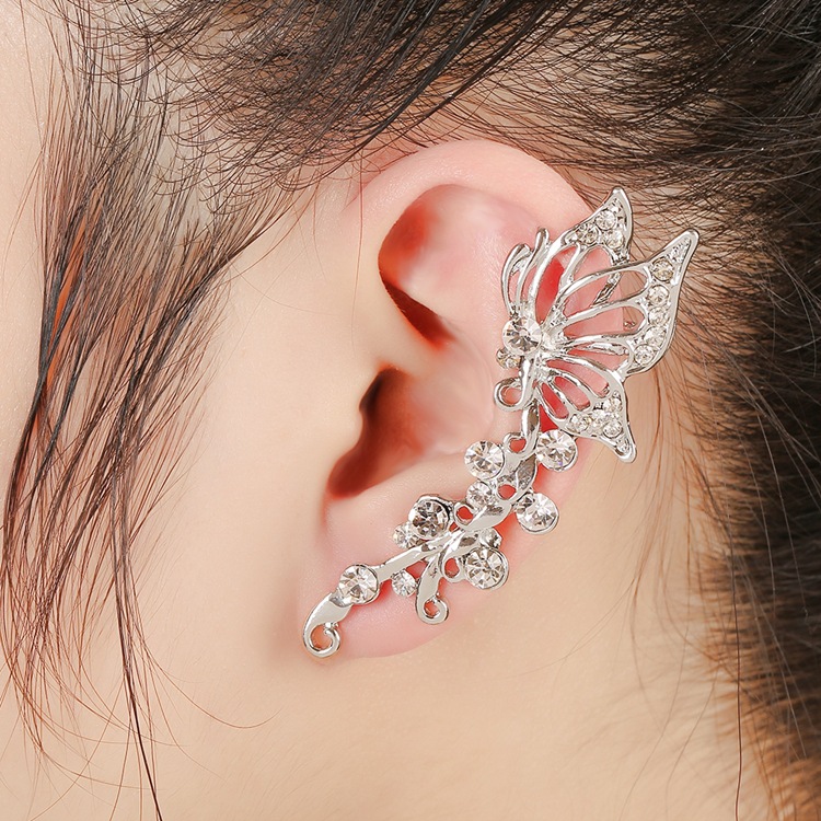 Exquisito Clip De Oreja En Forma De Mariposa De Diamantes De Moda De Circón display picture 4