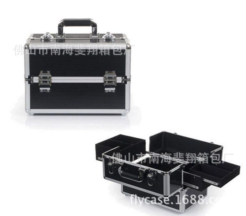 铝箱厂家定做专业化妆箱双开折叠工具箱美容美发箱纹身工具箱