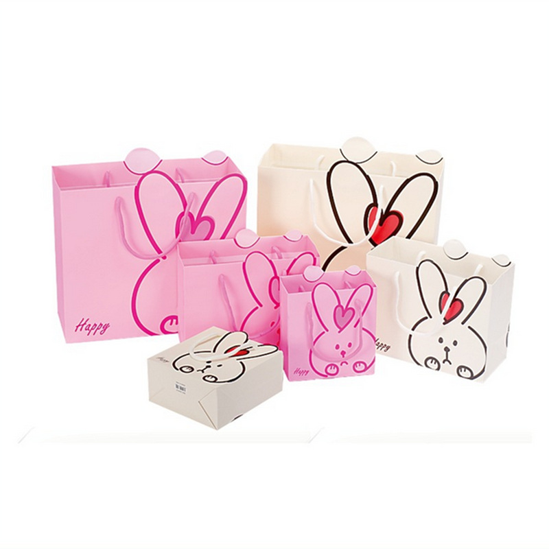 六一卡通兔子多色手提纸袋批发 童装购物礼品袋定做 印刷各LOGO
