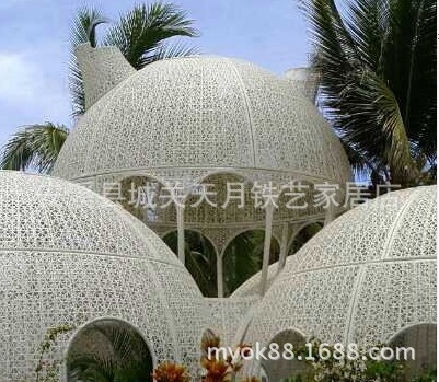 厂家定制欧式风格金属铁艺白色亭子 户外园林景观蒙古包福建安溪|ru