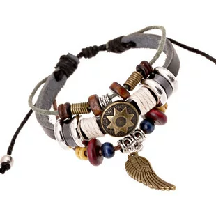 Урожайная кожаная стильная универсальная кожаная bracelet, натуральная кожа