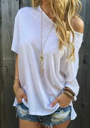 Футболка женская Solid, европейский стиль, свободный крой, однотонные цвета (S–XL)