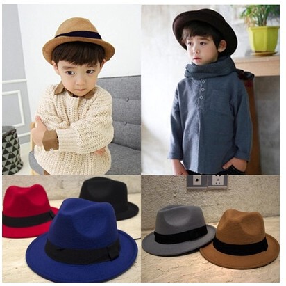 Autumn/Winter New Children's British Jazz Hat Fleece for Boys and Girls, Baby Top Hat Gift Hat Trendy Parent-Child Small Top Hat Korean Children's Hat