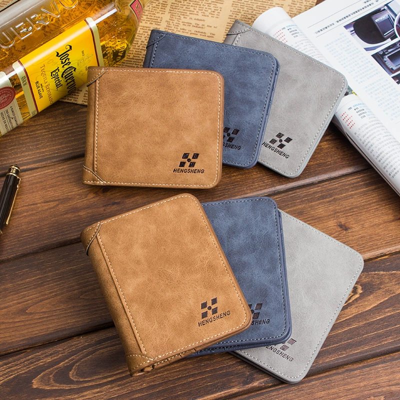 Men's retro thin matte wallet for leisure, European style
