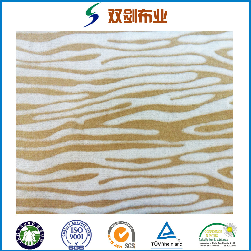 常熟厂家销售法兰绒背印剪花 法莱绒床上用品 睡衣浴袍绒布面料