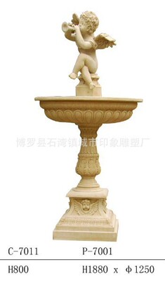 园林景观天使喷泉流水，砂岩喷泉花钵，景观雕塑，玻璃钢雕塑|ms