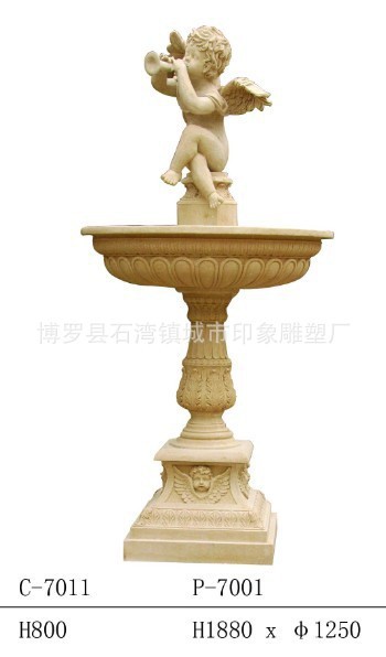 园林景观天使喷泉流水，砂岩喷泉花钵，景观雕塑，玻璃钢雕塑|ms
