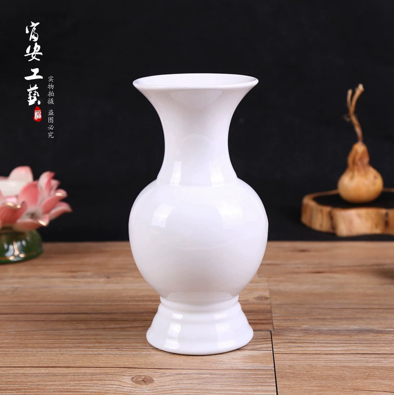 Best Selling Artwork Ornament Pure White No Words No Scripture Tribute White Jade Support Vase Buddha Hall Supplies Wholesale