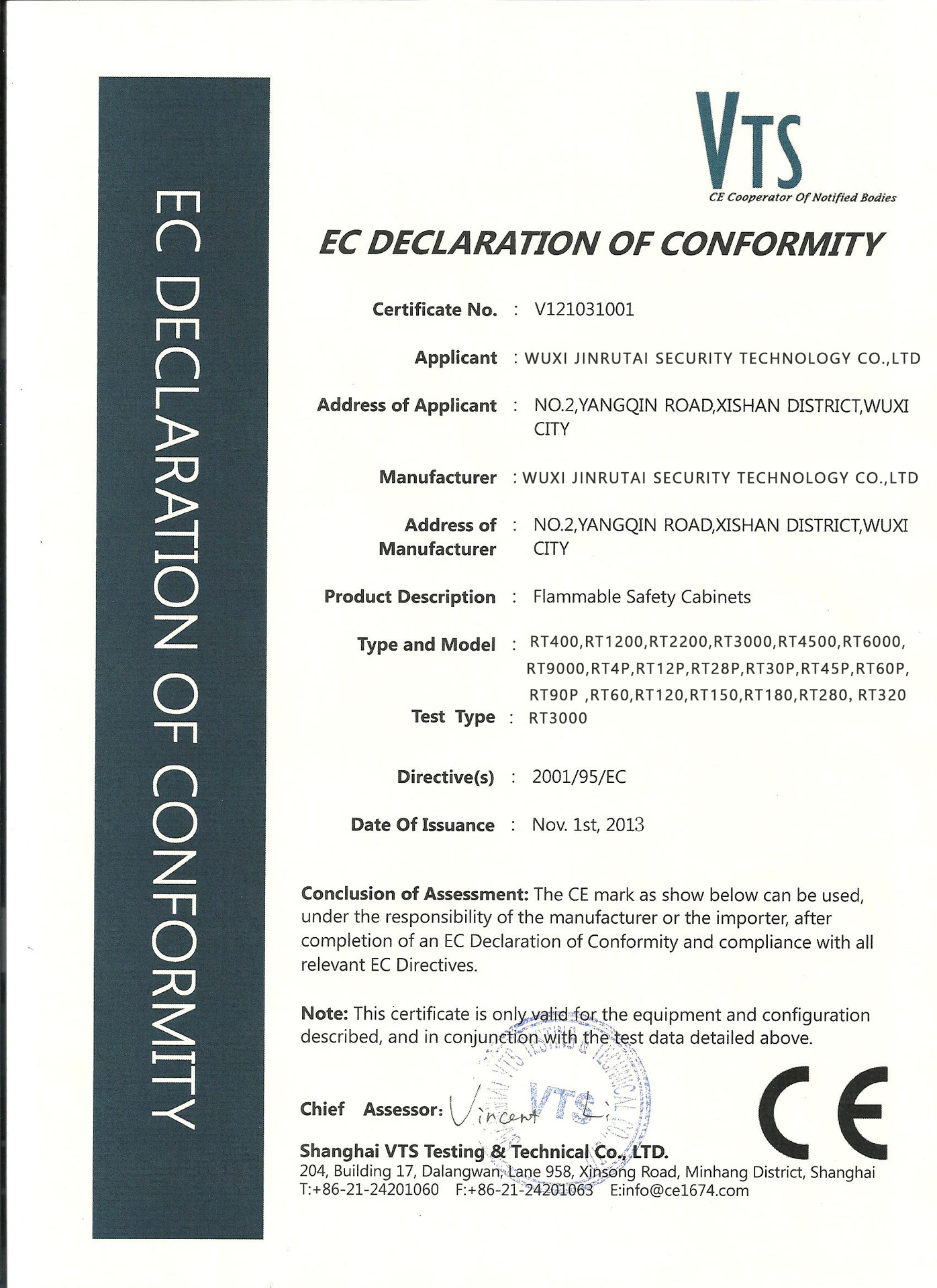 金瑞泰歐盟CE證書