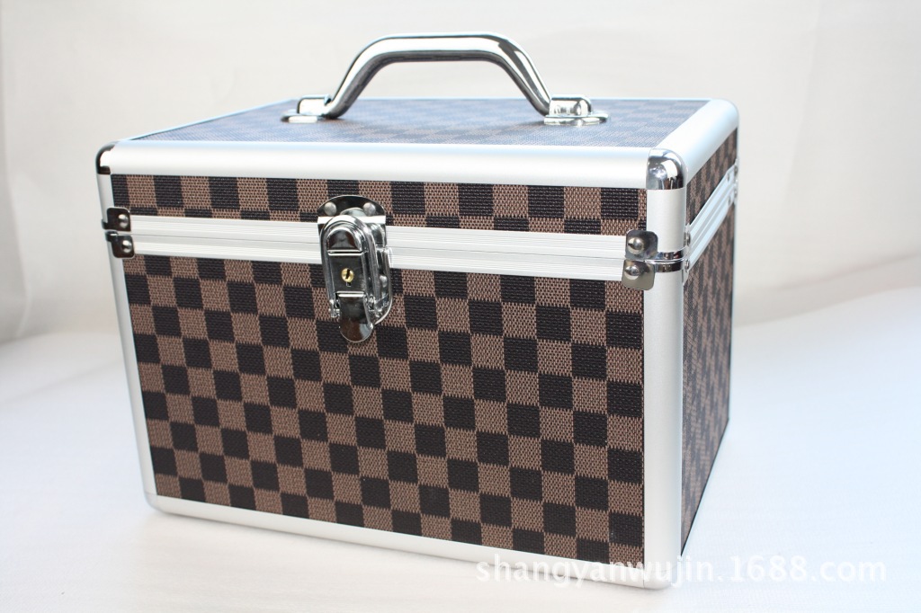 Selling Homegrown OEM Nail Box stripe leisure time G28 With cover Polyester fiber Manicurist Makeup box Dressing