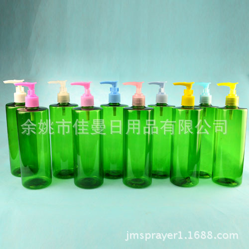 直销乳液瓶500ml绿色平肩瓶 塑料卡口瓶 插销瓶塑料按压瓶 塑料瓶