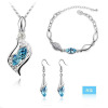 Accessory, glossy crystal, set, necklace, earrings, bracelet, jewelry, 3 piece set