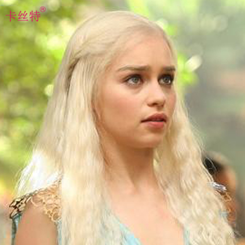 Song of Ice and Fire Daenerys Targaryen Silver Golden cos Wig Anime Wig Long Curly Hair
