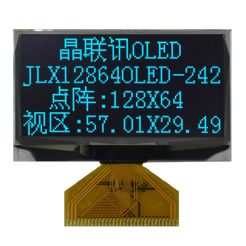JLX12864OLED-242,2.42寸,液晶模块,oled,128*64,黑底蓝字
