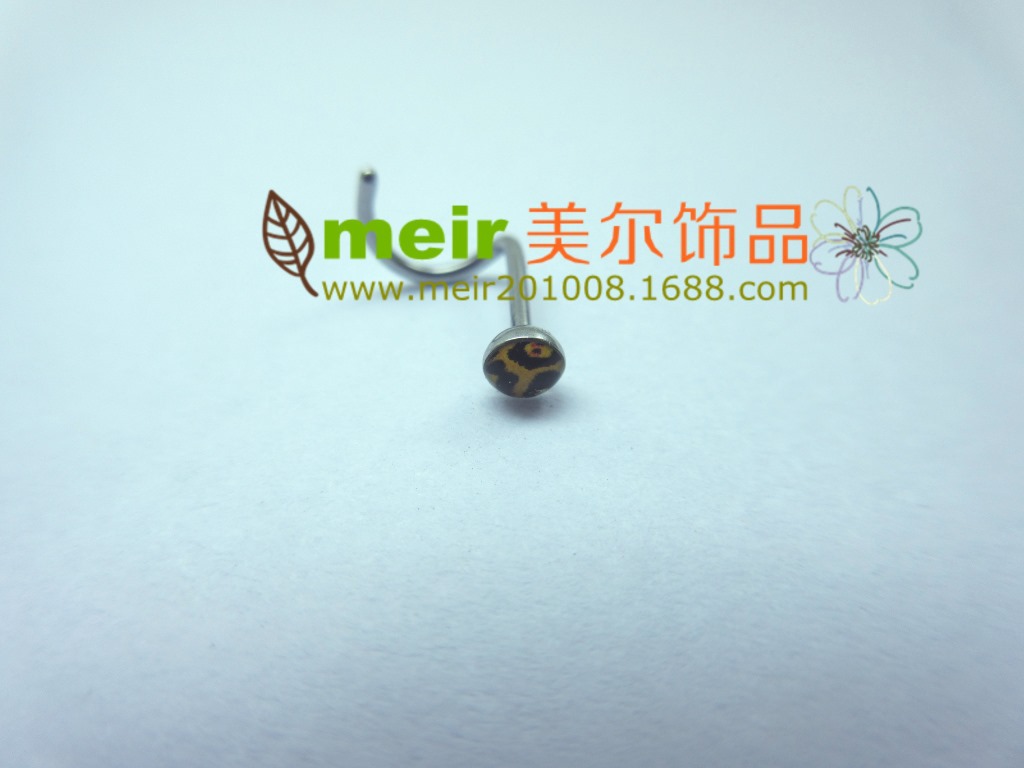 2017新款上市不锈钢滴胶可订做各种图案穿剌鼻环耳环饰品弯鼻钉|ms
