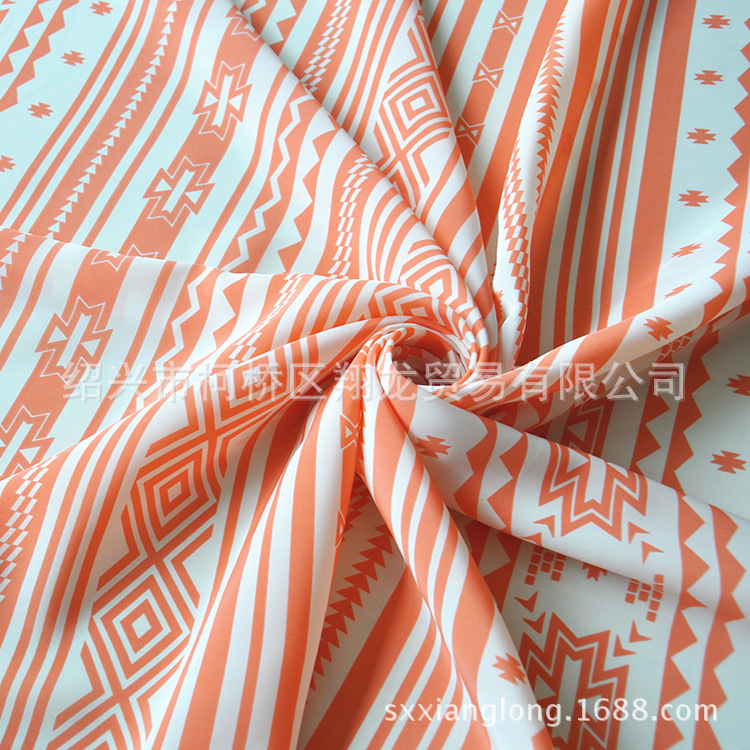 【翔龙出品  XL2811】几何条纹水洗绒印花面料