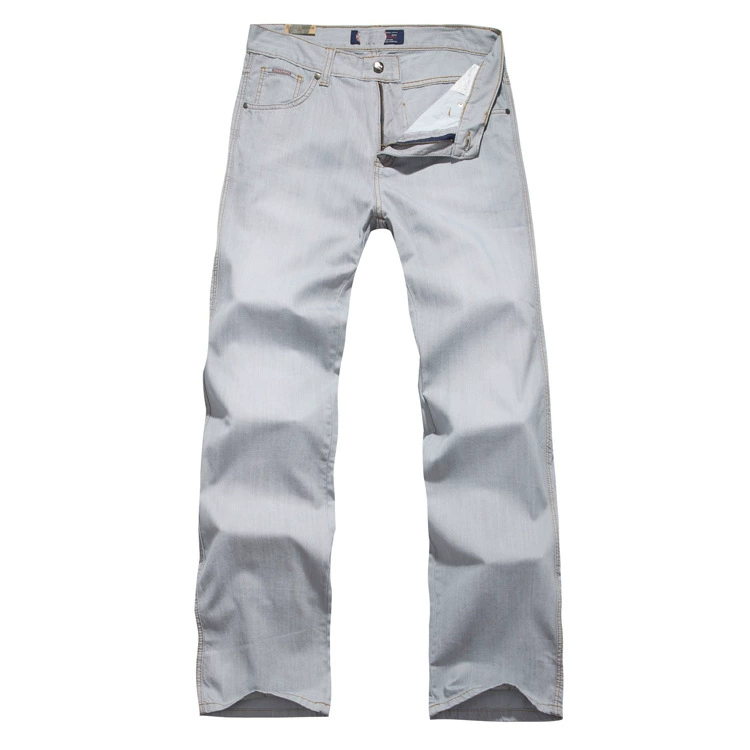 Брендовые джинсы со скидкой HJED2M034 осенне-зимние Выбеленные белые светлые прямые брюки джинсы мужские