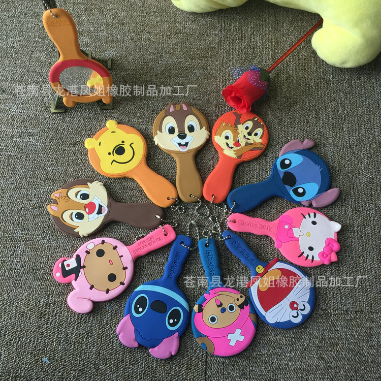 热销精品 橡胶PVC镜子 创意卡通PVC橡胶软胶动物 手柄小镜子