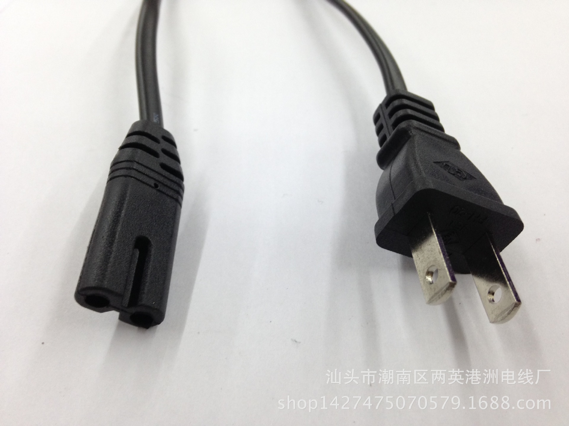 美式扁插双孔线 GZ模全铜8字尾电源线1.5米适配器对接线