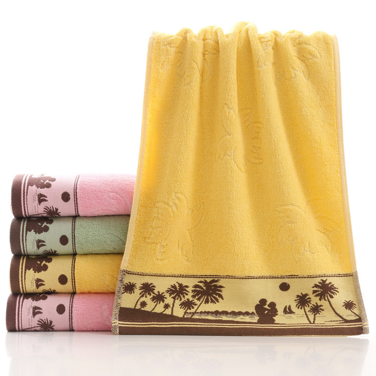 New cotton coconut tree towel 32 strands creative jacquard beach adult face towel supermarket gifts daily necessities wholesale