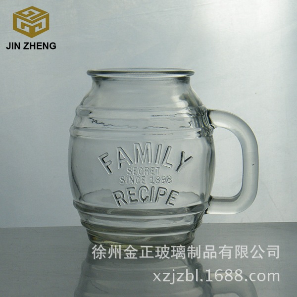 工厂400ml欧式复古带把蜂蜜罐 浮雕玻璃罐 储物罐 量大从优