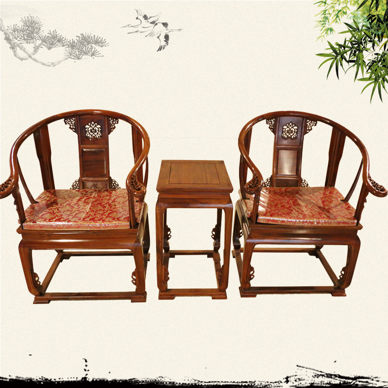 Africa Rosewood Ming classical To fake something antique Chinese style solid wood Taishi Round-backed armchair Armchairs Palace Chair Three-piece Suite Special Offer