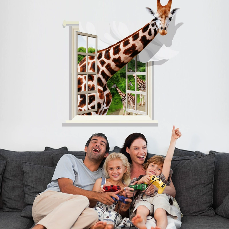 Factory direct selling 3D giraffe bedroom Children's room third generation can remove wall stickers DLX0786