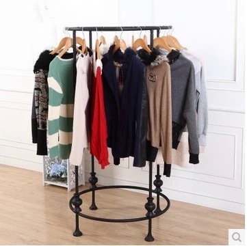 欧式铁艺服装架 双层圆圈衣服架挂衣架圆形货架展示架双圆落地架