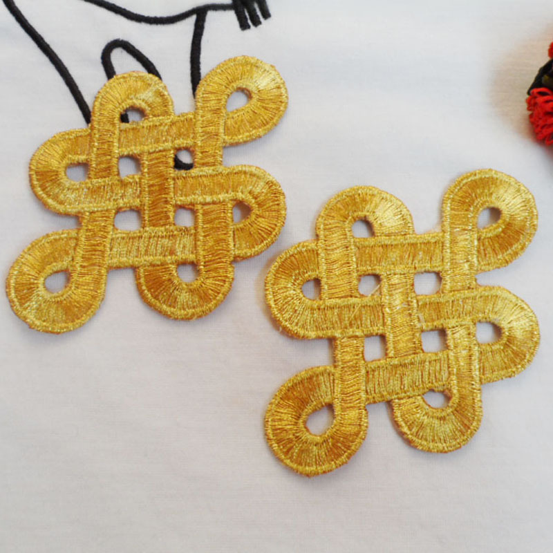 DIY服装辅料舞台戏服金银线绣花 刺绣古装中国结 烫熨金色布贴