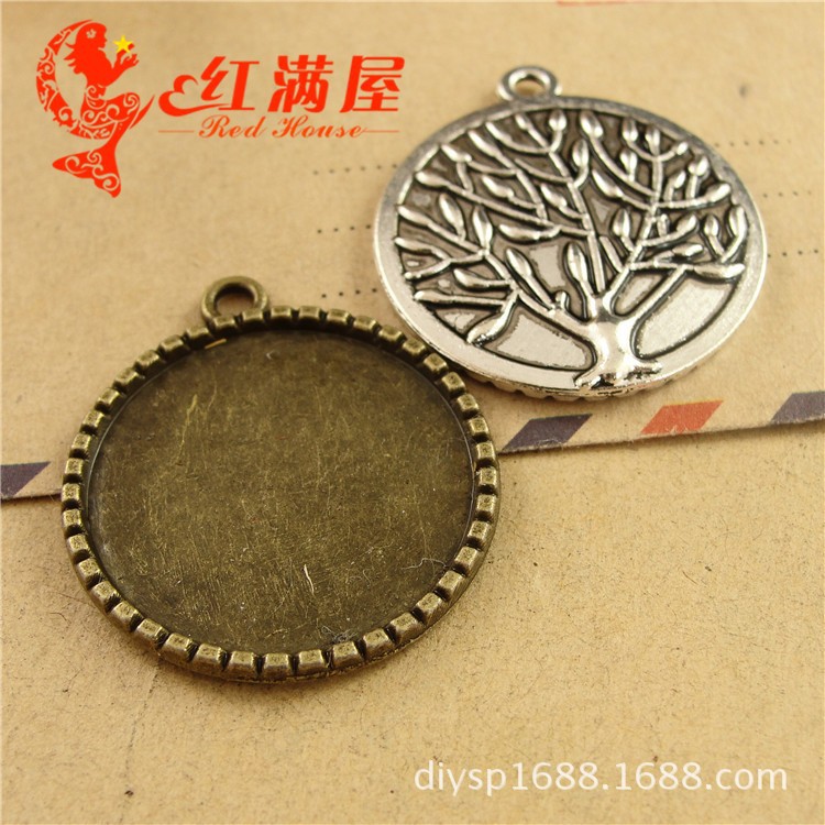 A3225两色可选3.4克 复古树牌底托配件 饰品配件DIY 25MM 40个/包