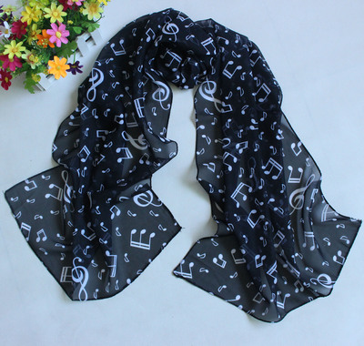 春夏骑车防嗮披肩 新款雪纺围巾音符时尚空调丝巾批发|ms