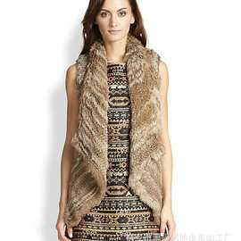 秋冬新款皮草YR-677优质兔毛前长后短不对称编织背心厂家直销