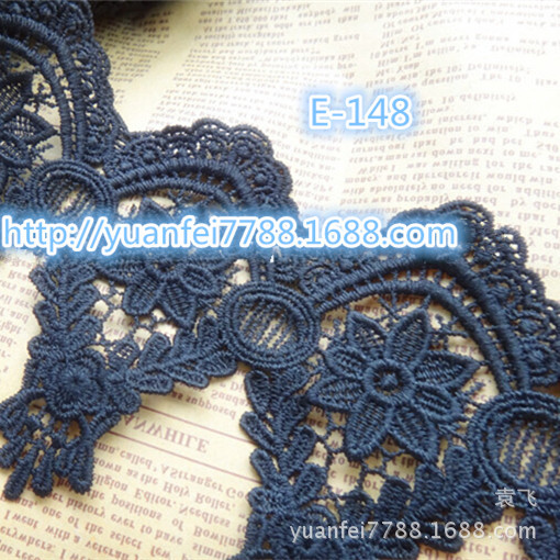E-148牛奶丝水溶镂空扇形花朵刺绣蕾丝花边10厘米现货批发