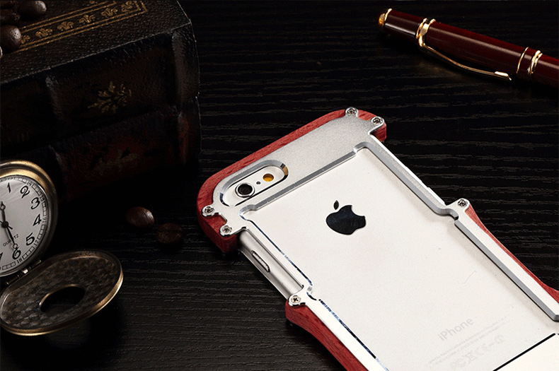 R-Just Light Slim Timber Aluminum Metal Wood Bumper Case Cover for Apple iPhone 6S Plus/6 Plus & iPhone 6S/6