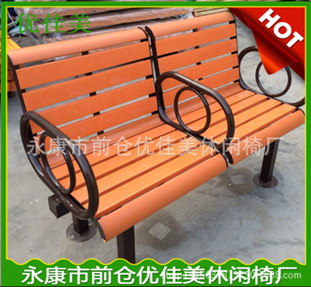 供应铸铝椅子腿塑木园林公园椅 铸铁防腐实木休闲椅