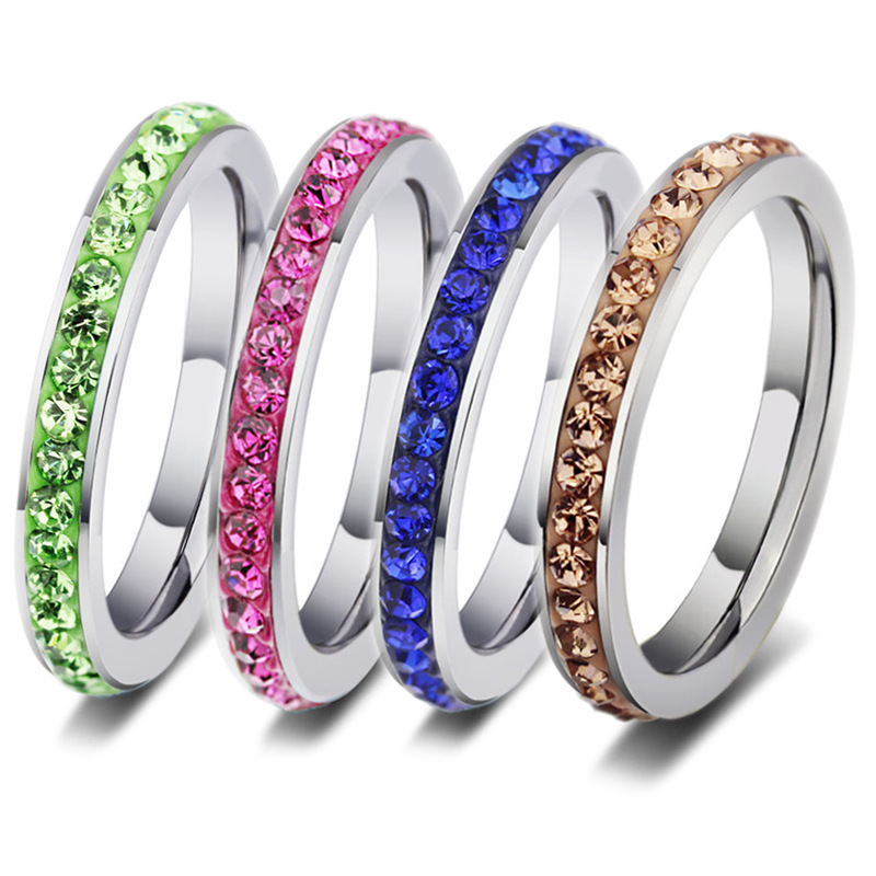 Fashion Cross-border Hot-selling Jewelry Mud Stick Diamond Color Stainless Steel Ring Wholesale Ring display picture 1