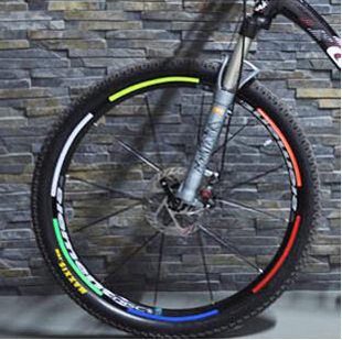 Mountain bike disc brake, retroreflective sticker, wheel, equipment