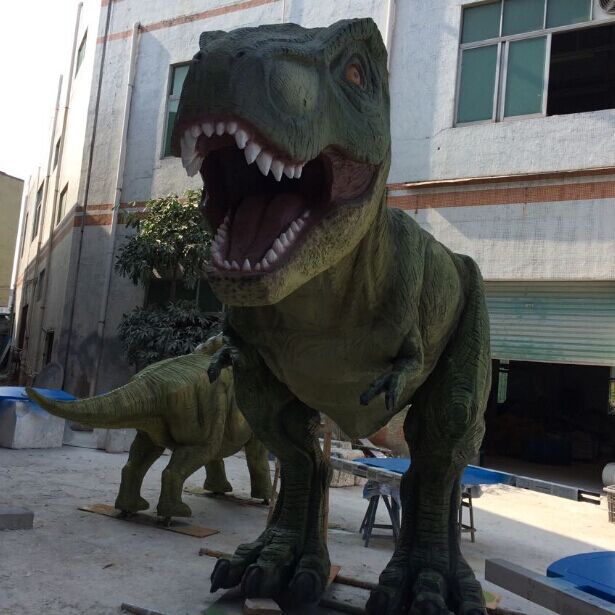 供应玻璃钢儿童游乐系列霸王龙摆件 玻璃钢恐龙制作及设计